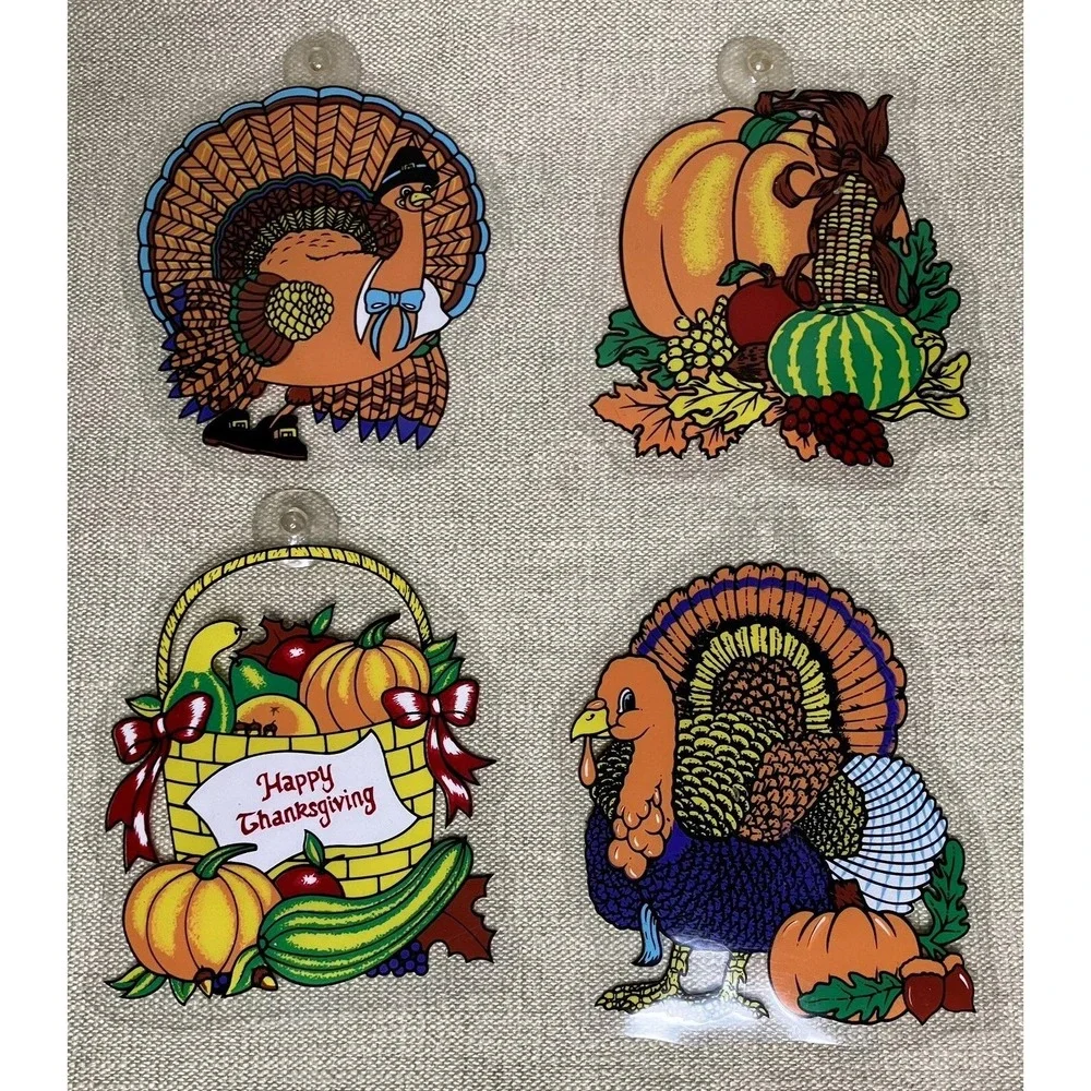 Vintage 1986 Beistle Thanksgiving Honeycomb Decorations & Suncatchers Lot USA